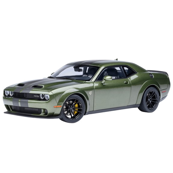 2022 Dodge Challenger SRT Jailbreak F8 Green with Carbon Stripes 1/18 Model Car by Autoart