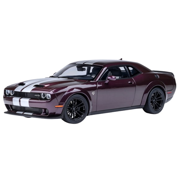 2022 Dodge Challenger SRT Jailbreak Hellraisin Purple with White Stripes 1/18 Model Car by Autoart