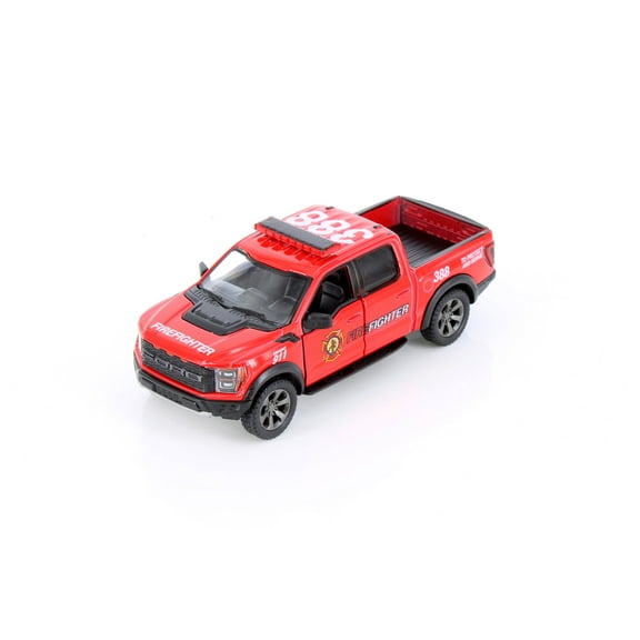 2022 F 150 Raptor Pickup Firefighter, Red - Kinsmart 5436DPR - 1/46 Scale Diecast Car
