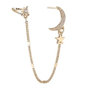 2022 Fashion Gold Color Moon Star Clip Earrings for Women Simple Fake Cartilage Long Ear Cuff Jewelry Gift