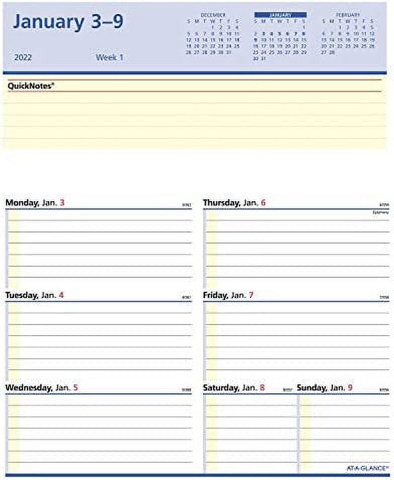 2022 FlipAWeek Weekly Desk Calendar Refill by ATAGLANCE, 6" x 7