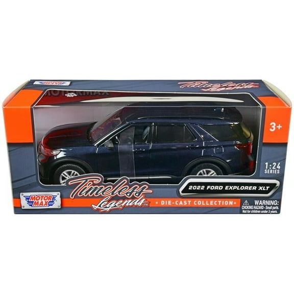 2022 Ford Explorer XLT Timeless Legends Series 1 by 24 Scale Diecast Model Car, Dark Blue Metallic