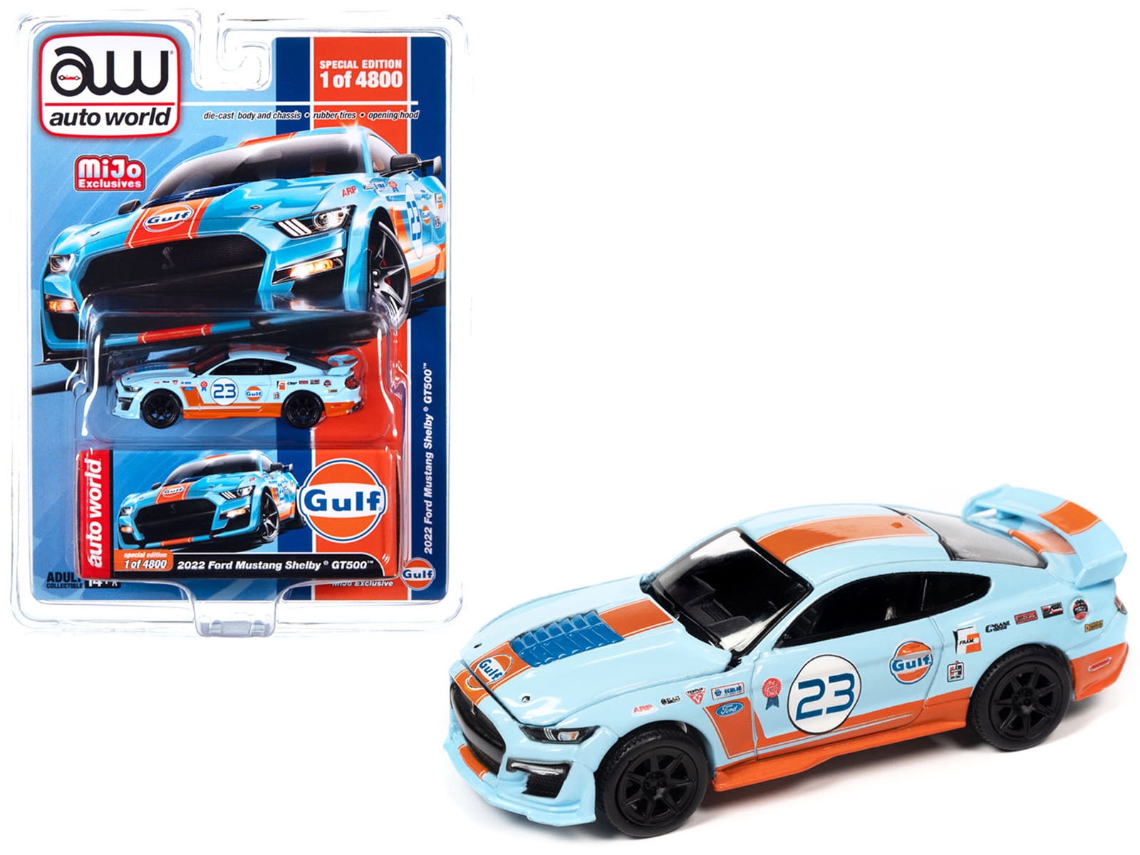 Diecast 2022 Ford Mustang Shelby GT500 #23 Light Blue with