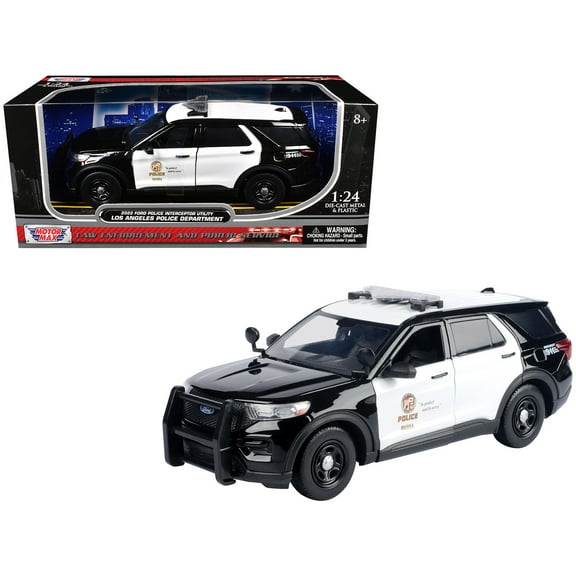 2022 Ford Police Interceptor Utility "LAPD" Black & White "Law Enforcement & Public Service" 1/24 Die Cast Model Car by Motormax
