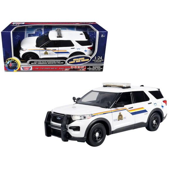 2022 Ford Police Interceptor Utility White "RCMP" with Flashing Lights & Sounds 1/24 Diecast Model Car by Motormax