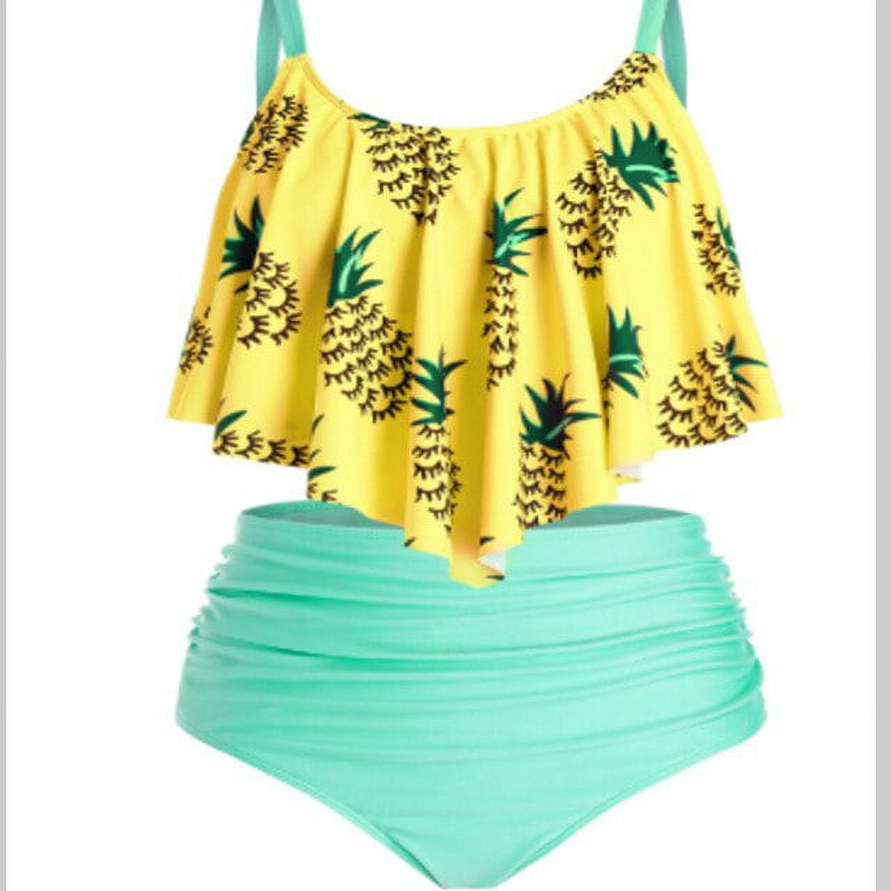 2022 Fruit Pineapple Printed Women's Swimwear High Waist Ananas Big ...