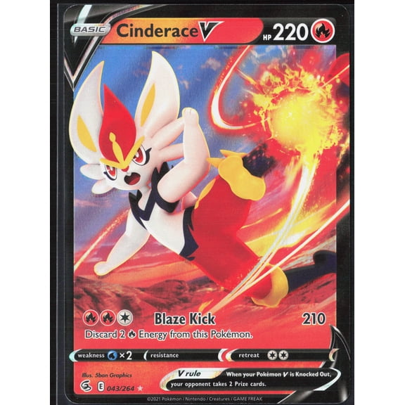 2022 Fusion Strike Cinderace V Holo Rare #43/264