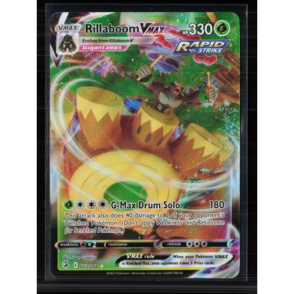 2022 Fusion Strike Rillaboom VMAX Etched Rare #23/264 Pokemon Trading Card