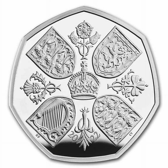 2022 GB Silver 50p Piedfort Her Majesty Queen Elizabeth Prf