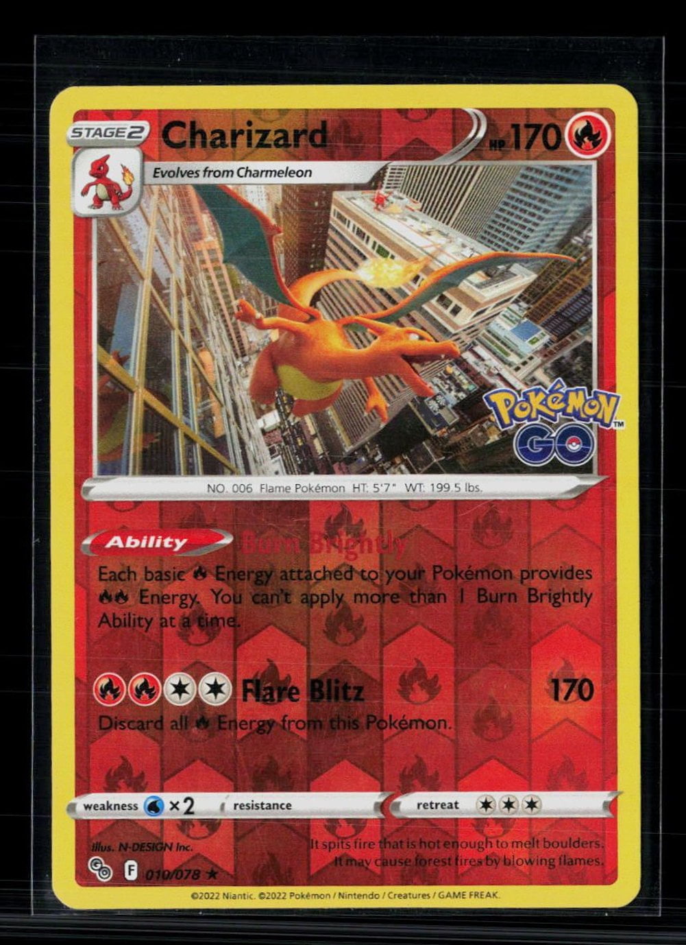 charizard pokemon go card reverse holo - 010/078 - beautifully paired with the traditional Charizard Reverse Holo