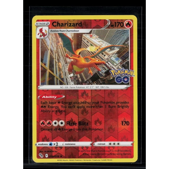 2022 GO Charizard Reverse Holo Rare #10/78 English Pokemon Card