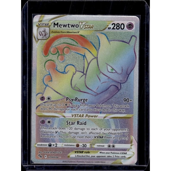 2022 GO Mewtwo VSTAR Rainbow Secret Rare HR #79/78 English Pokmon Trading Card