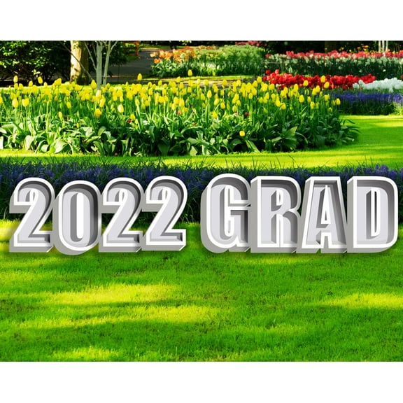 2022 GRAD 24" White Tall Elegant Shadow Box Yard Letter Yard Signs for Graduation Party