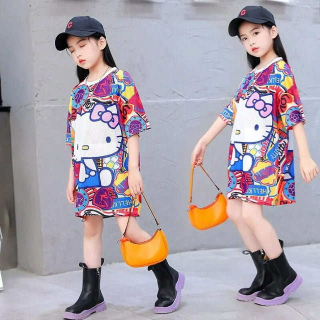 2022 Girls fashion dresses Sanrio Hello kitty summer new style girl T-shirt 100-160cm