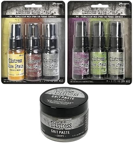2022 Halloween Mica Stains Sets #3 and #4 and Halloween Crypt Grit Paste - Limited Edition - 3 Item Bundle, red green