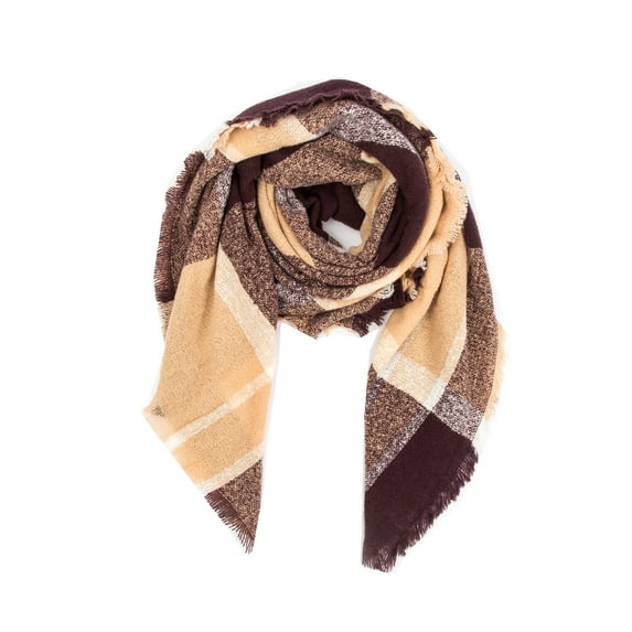 2022 Hot Autumn And Winter New European And American Ring Yarn Shawl Manufacturers Blue Bristled Plaid Square Scarf