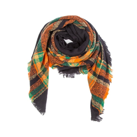 2022 Hot Autumn And Winter New European And American Ring Yarn Shawl Manufacturers Blue Bristled Plaid Square Scarf