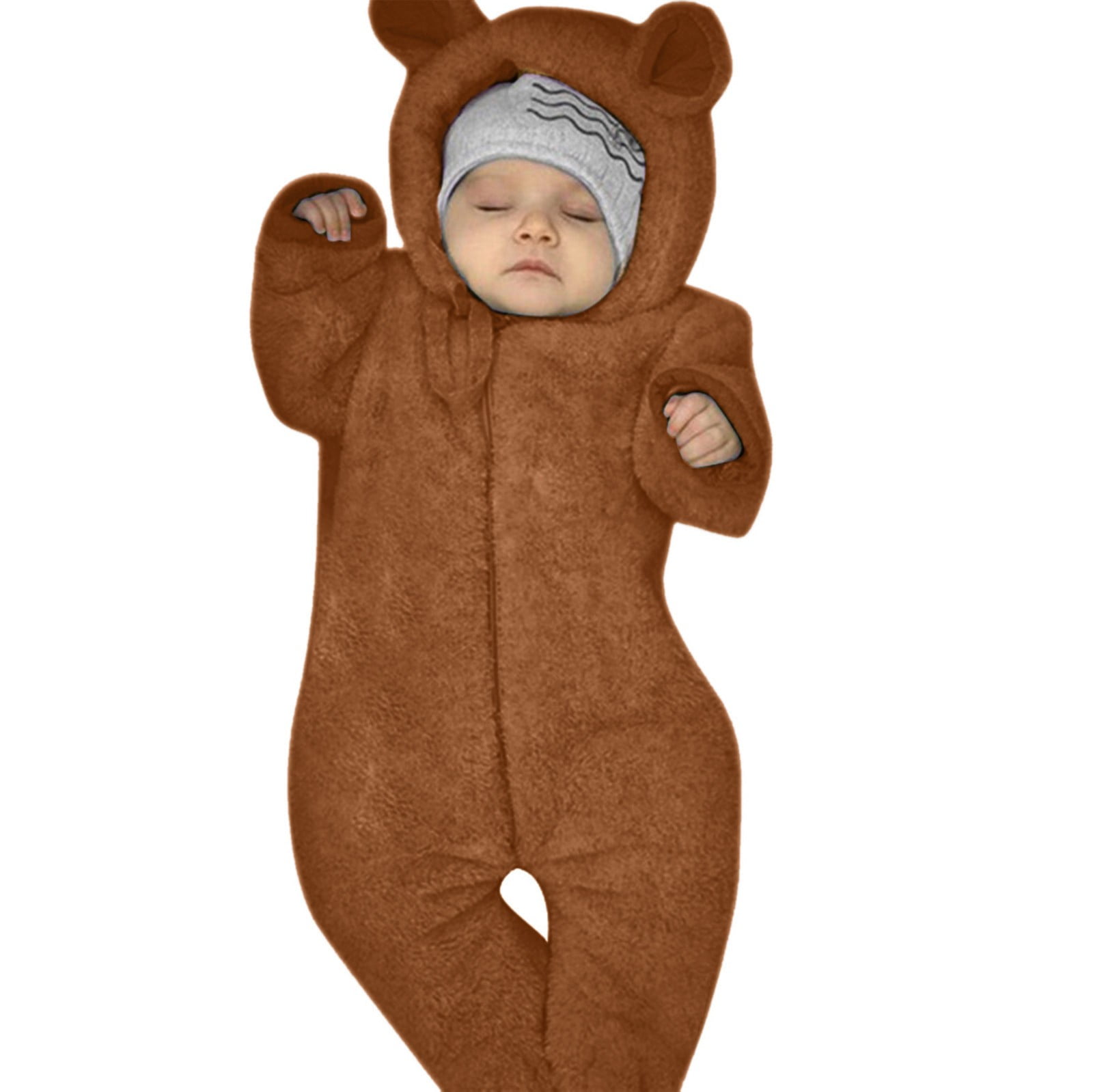 2022 Infantil Baby Onesie Coat Ears Romper Jumpsuit Boy Bear Hooded