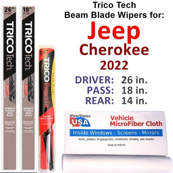 2022 Jeep Cherokee Beam Blade Wipers (Set of 3) w/Rear Wiper