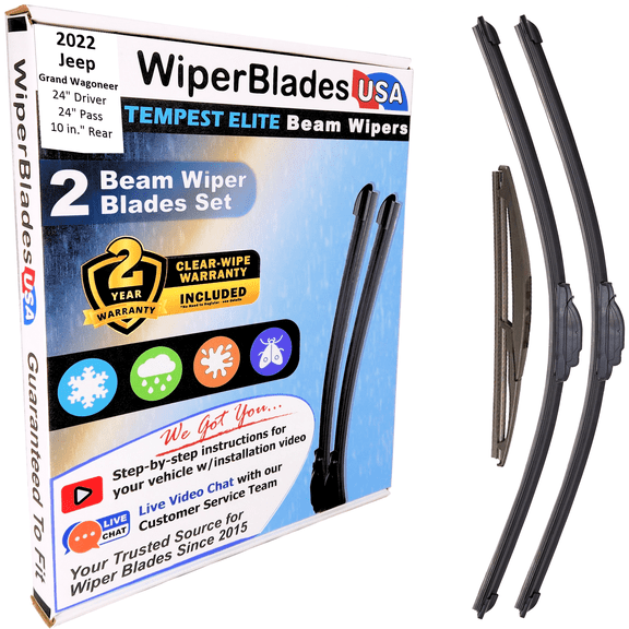 2022 Jeep Grand Wagoneer Beam Wiper Blades Wipers w/2yr Warranty (Set of 3) w/Rear Wiper
