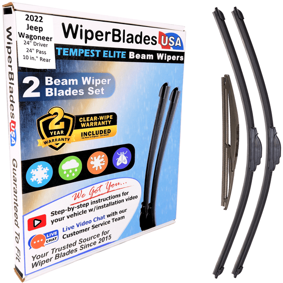 2022 Jeep Wagoneer Beam Wiper Blades Wipers w/2yr Warranty (Set of 3) w/Rear Wiper (WiperBladesUSA)