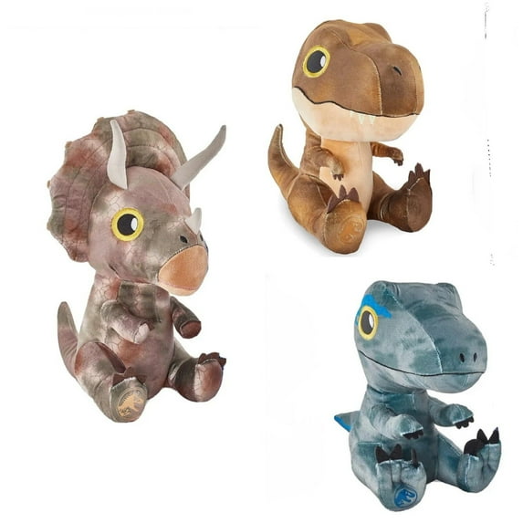 2022 Jurassic Park World Triceratops T Rex & Raptor Set Of 3 Dinosaurs 10” Plush New