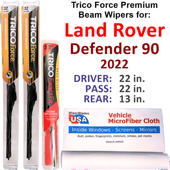 2022 Land Rover Defender 90 Performance Beam Wipers (Set of 3) w/Rear Wiper