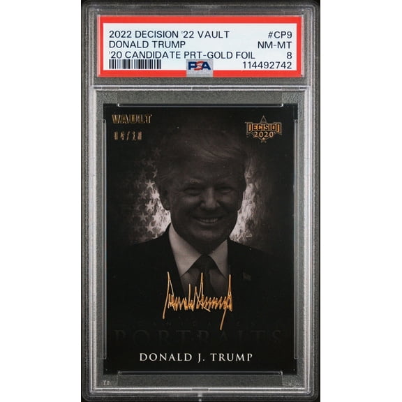2022 Leaf Decision Vault Candidate Portraits Gold Foil Donald Trump #CP9 PSA 8