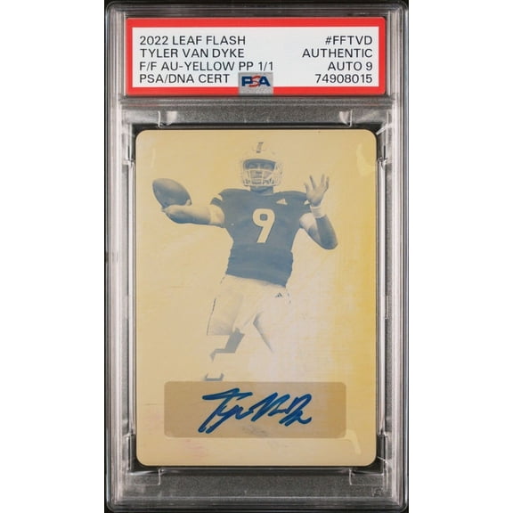 Graded PSA 9 2022 Leaf Flash Printing Plate Yellow Tyler Van Dyke Auto #FFTVD Miami Hurricanes Football Card
