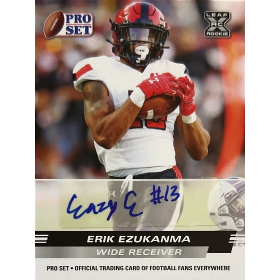 2022 Leaf Pro Set Erik Ezukanma #PSA-EE1 RC Texas Tech Red Raiders NCAA Autographed Football Trading Cards