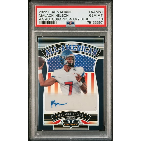 2022 Leaf Valiant All-American Navy Blue Malachi Nelson #AA-MN1 Auto /20 PSA 10