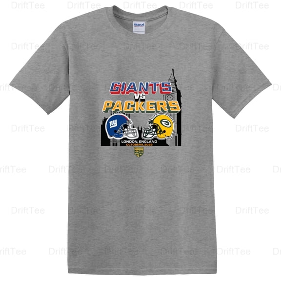 2022 London Oct. 9 Packers vs. Giants Football Fan Apparel Game Souvenir T-Shirt Unisex, up to 5XL