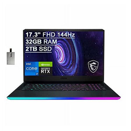 2022 MSI GE76 Raider Gaming 17.3" FHD 144Hz Laptop Computer, 12th Gen Intel Core i7-12700H, 32GB RAM, 2TB PCIe SSD, Backlit Keyboard, GeForce RTX 3060, FHD Webcam, Win11, Grey, 32GB SnowBell USB Card