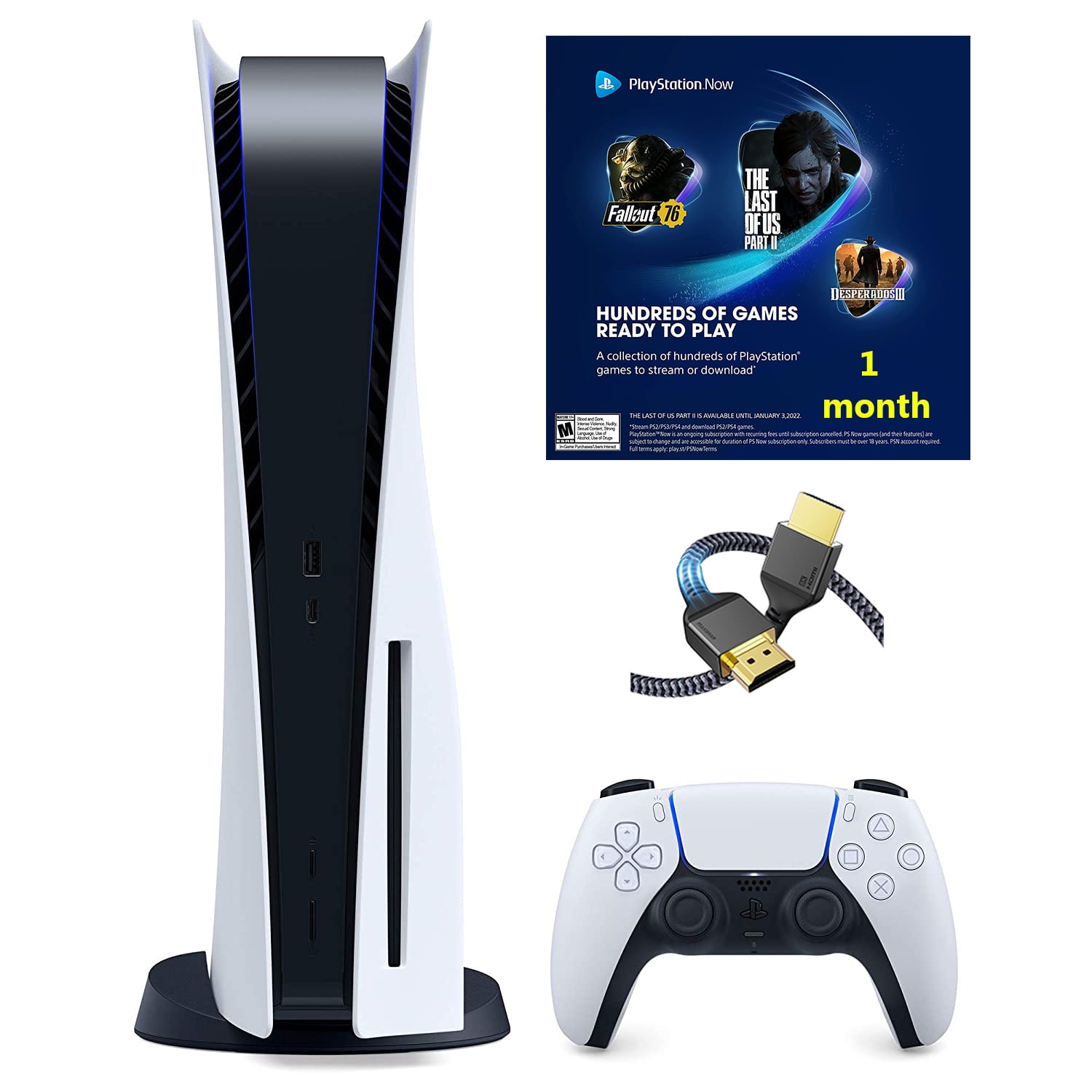 2022 Membership Newest Sony Playstation_PS 5 Disc Version Gaming Console  with 1 month Playstation Now Game Pass and MTC HDMI Cable 