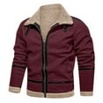 thumbnail image 1 of 2022 Men's Jacket Casual Bomber Jackets Full Zip Windbreaker Warm Sherpa Fleece Lined Winter Lapel Thick Cargo Coat, 1 of 5