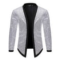 thumbnail image 1 of 2022 Mens Cardigan All Over Sparkle Sequin Open Front Long Sleeve Fashion Clubwear Shiny Jacket with Ribbed Cuffs, 1 of 4