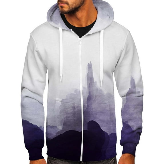 2022 Mens Slim Fit Long Sleeve Zip-up Hoodie tie dye print Sweatshirt With Pocket Shirt Casual Jackets Pullover Hooded