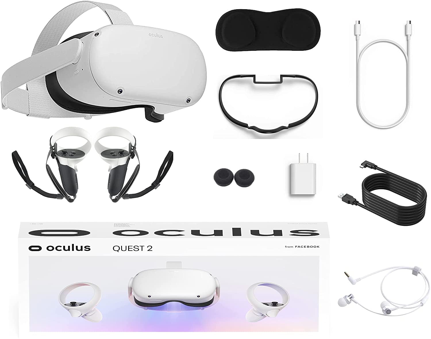 2022 Meta Quest 2 (Oculus) All-In-One VR Headset, Touch Controllers, 256GB  SSD, 1832x1920 up to 90 Hz,3D Audio, Carrying Case, Earphone,10Ft Link