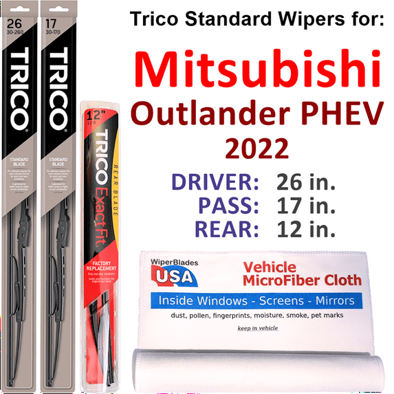 2022 Mitsubishi Outlander PHEV Wiper Blades (Set of 3) w/Rear Wiper
