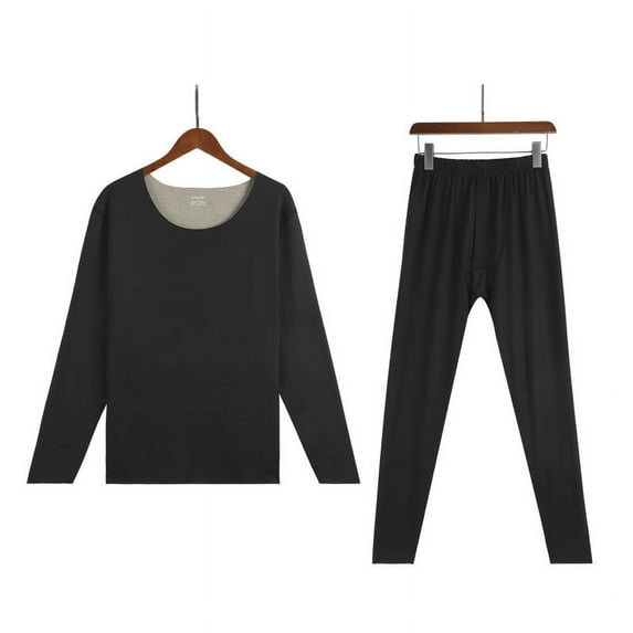 2022 New AB Side De Velvet Double-sided Sanding Cationic Autumn Pants Men's Heating Seamless Thermal Underwear Set Black L
