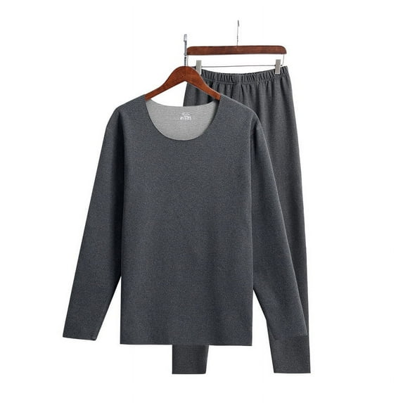 2022 New AB Side De Velvet Double-sided Sanding Cationic Autumn Pants Men's Heating Seamless Thermal Underwear Set Gray L