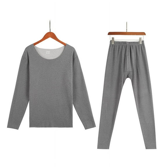 2022 New AB Side De Velvet Double-sided Sanding Cationic Autumn Pants Men's Heating Seamless Thermal Underwear Set Light Gray 3XL
