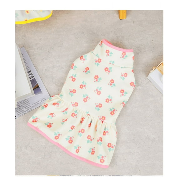 2022 New Antique Pet Clothes Autumn And Winter Floral Velvet Skirt Teddy Small Dog Clothes Pet Skirt rose red 2XL
