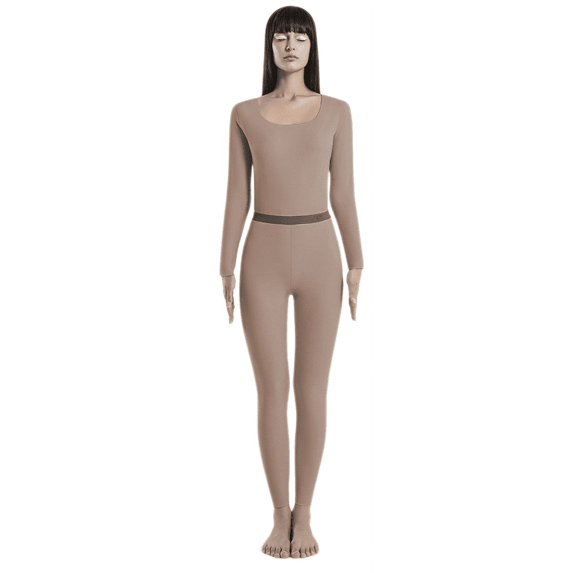 2022 New Autumn Autumn Pants Double-sided Soft Velvet Seamless U-neck Long Sleeve Pants Solid Color Thermal Underwear Set For Women Mocha L