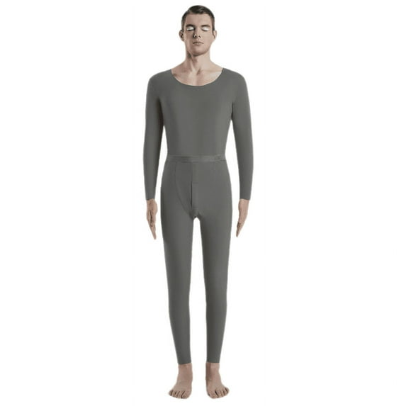 2022 New Autumn Autumn Pants Double-sided Soft Velvet Seamless U-neck Long Sleeve Pants Solid Color Thermal Underwear Set Men Gray L