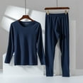 thumbnail image 1 of 2022 New Autumn Clothing Pants Men's Seamless Thermal Underwear Set Men's Round Neck Sanding Heat Base Autumn Clothing Navy Blue XL, 1 of 8