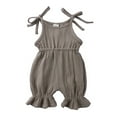 thumbnail image 1 of 2022 New Baby Girls Boys Clothing Set Summer 1 Piece Outfit Baby Girls Boys Cotton Linen Romper Jumpsuit Sleeveless Halter Solid Playsuit Harem Pants Clothes, 1 of 8