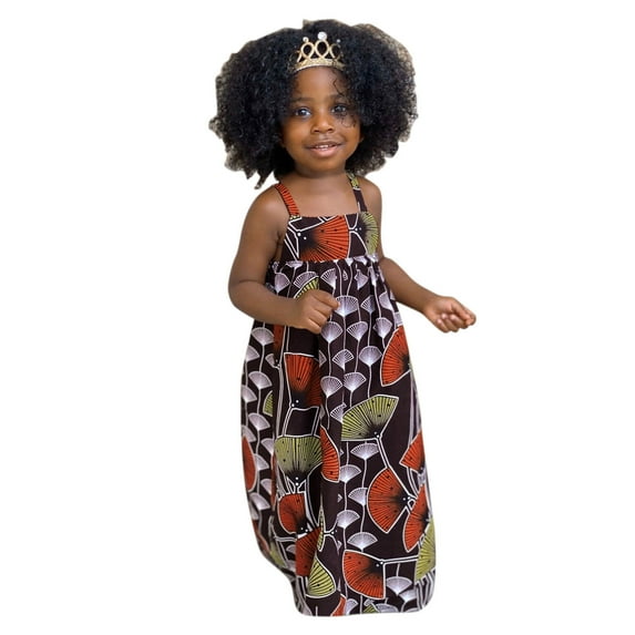 2022 New Baby Girls Dress Toddler Girls African Traditional Style Sleeveless Backless Suspenders Dress Kids Ankara Princess Dresses 1-6Y Clothing