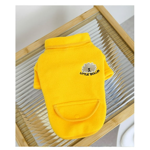 2022 New Bag Cotton Wool Sweater Polar Fleece Fabric Autumn And Winter Warm Dog Clothes Teddy Pet Clothing yellow M