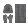 thumbnail image 1 of 2022 New Knitted Hat Scarf Gloves Three-piece Winter Women /Men Alpaca Wool Cold Warm Three-piece Dark Gray, 1 of 12